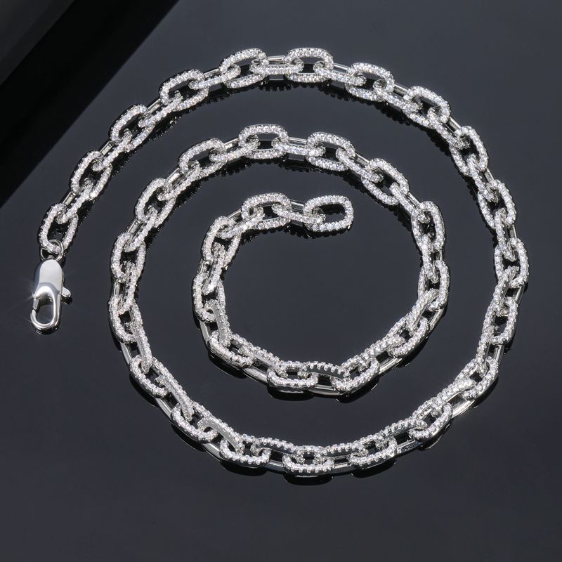 Iced 7mm Rolo Chain in White Gold