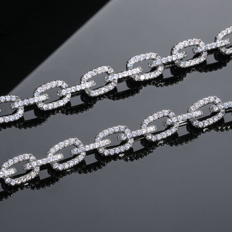 Iced 7mm Rolo Chain in White Gold
