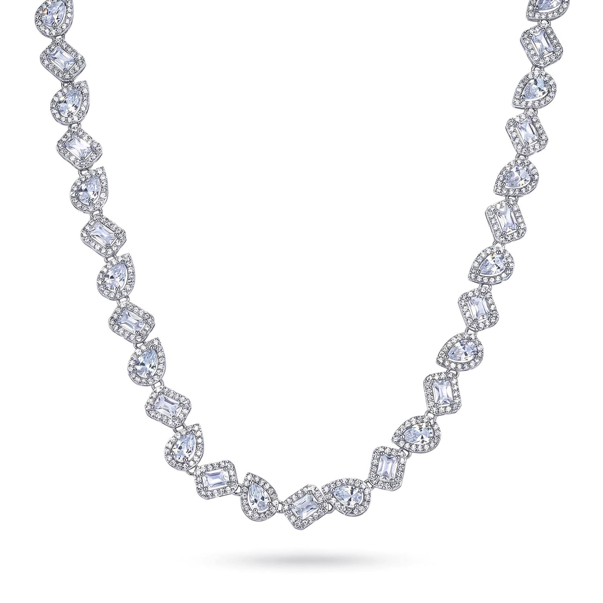 Iced Irregular Baguette Cut & Pear Cut Choker Necklace Iced Irregular Baguette Cut & Pear Cut Choker Necklace