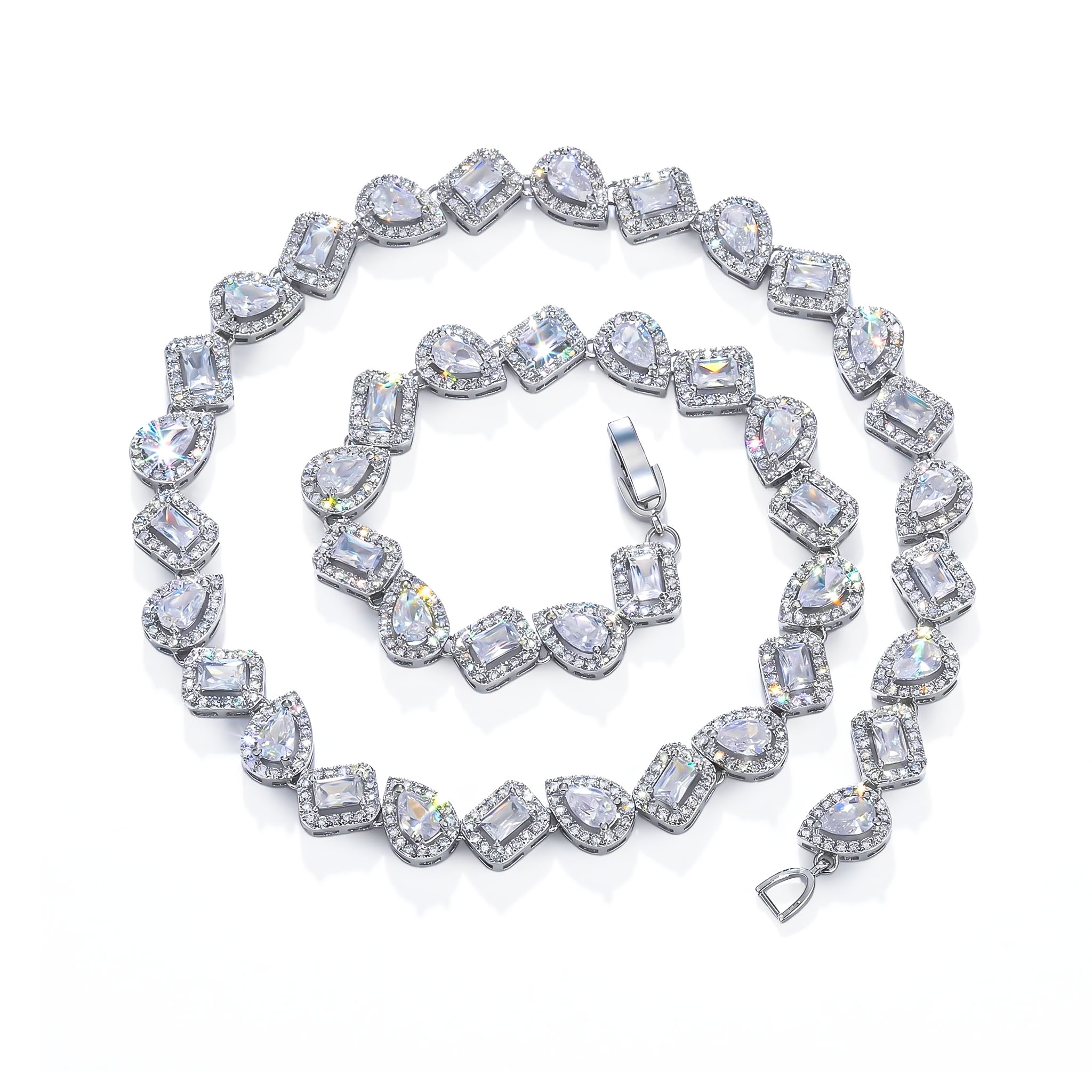 Iced Irregular Baguette Cut & Pear Cut Choker Necklace Iced Irregular Baguette Cut & Pear Cut Choker Necklace