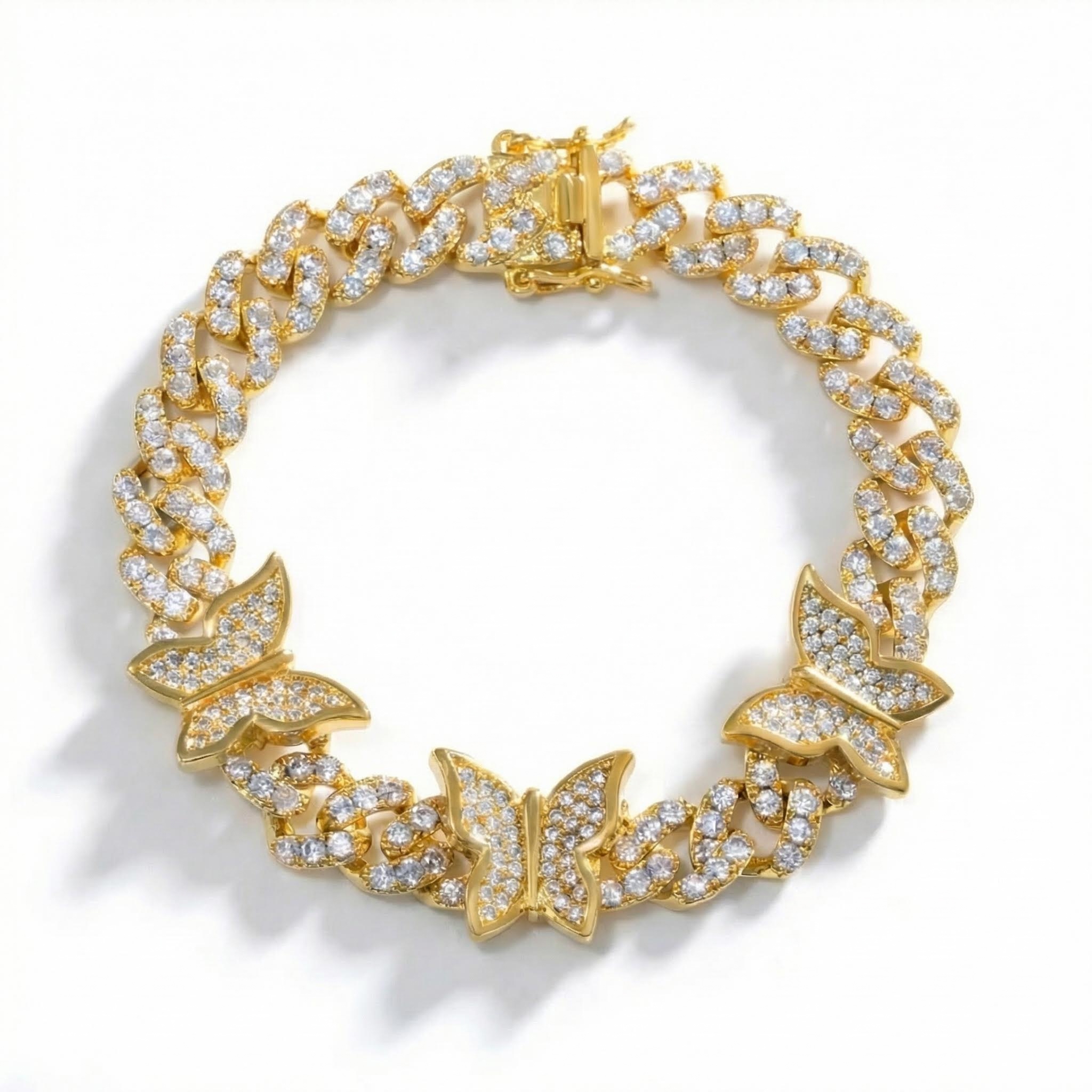 Iced Butterfly Cuban Chain Bracelet