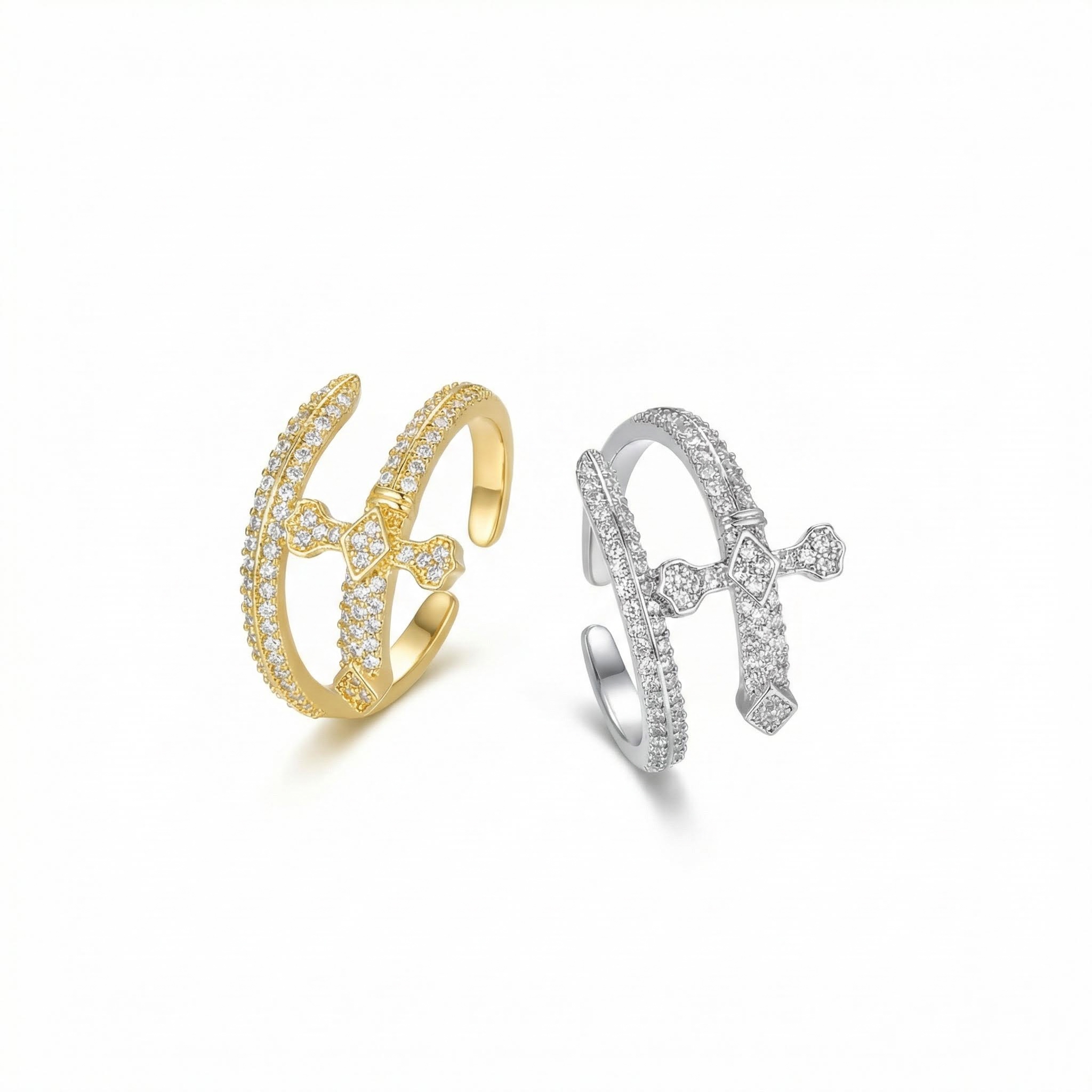 Women's Iced Sword Open Ring - Purple/White