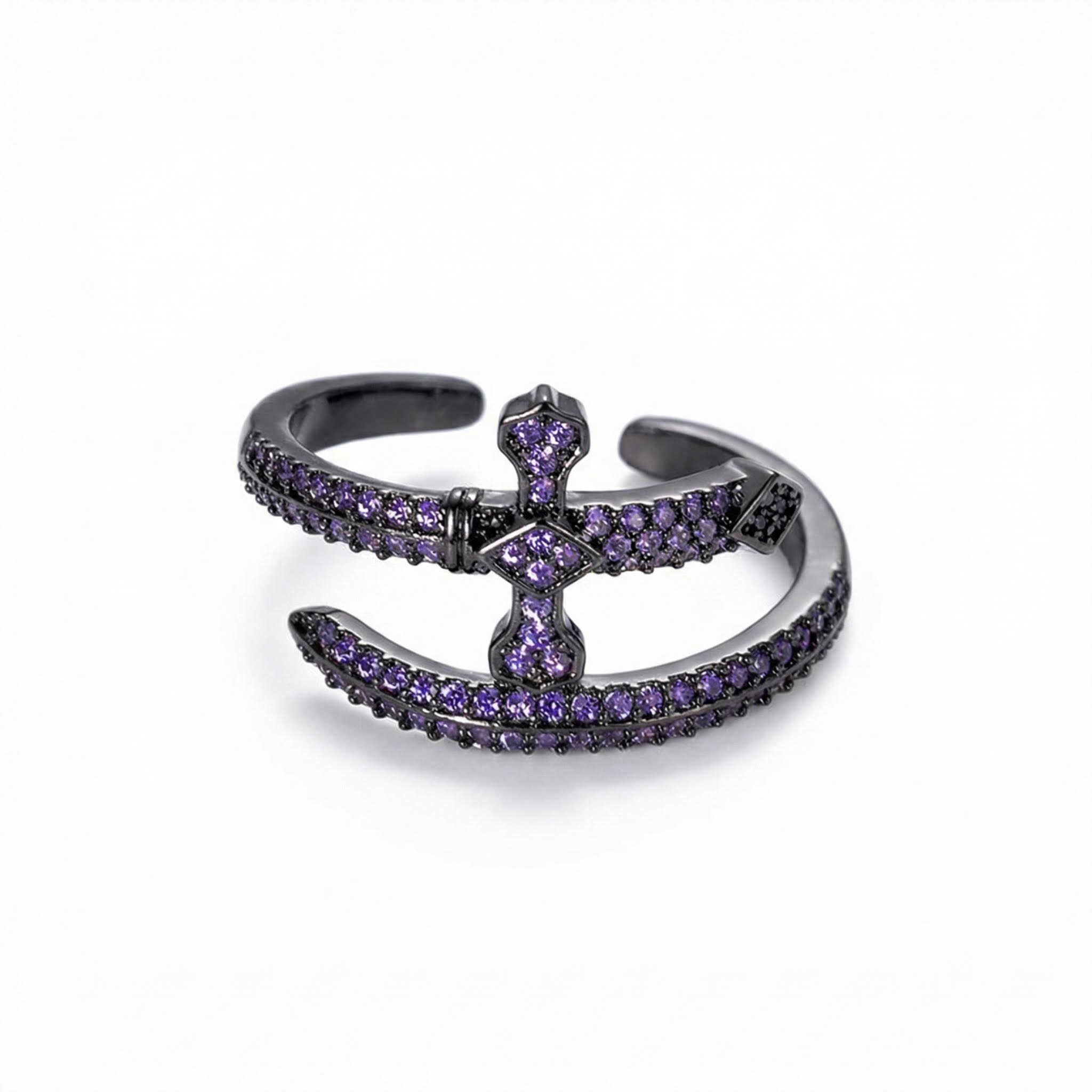 Women's Iced Sword Open Ring - Purple/White