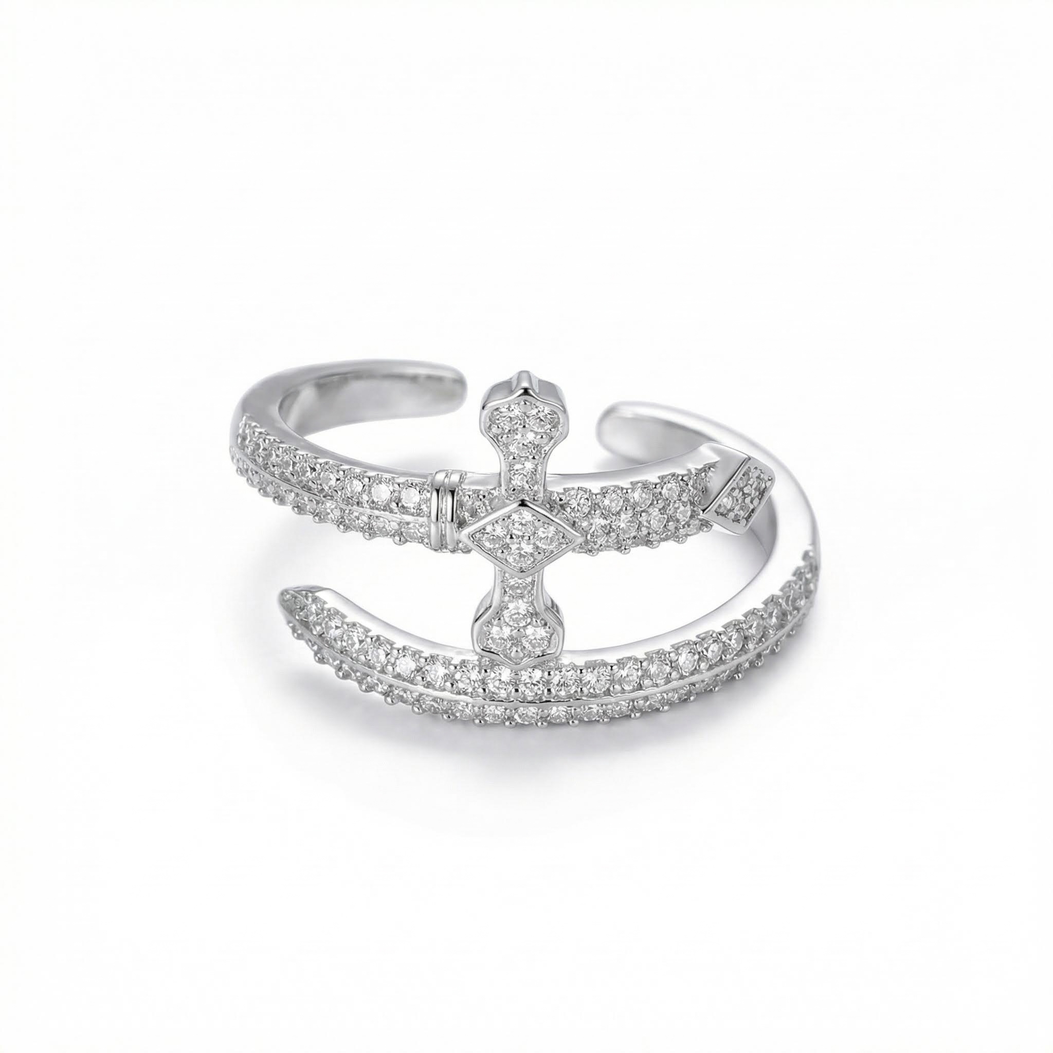 Women's Iced Sword Open Ring - Purple/White