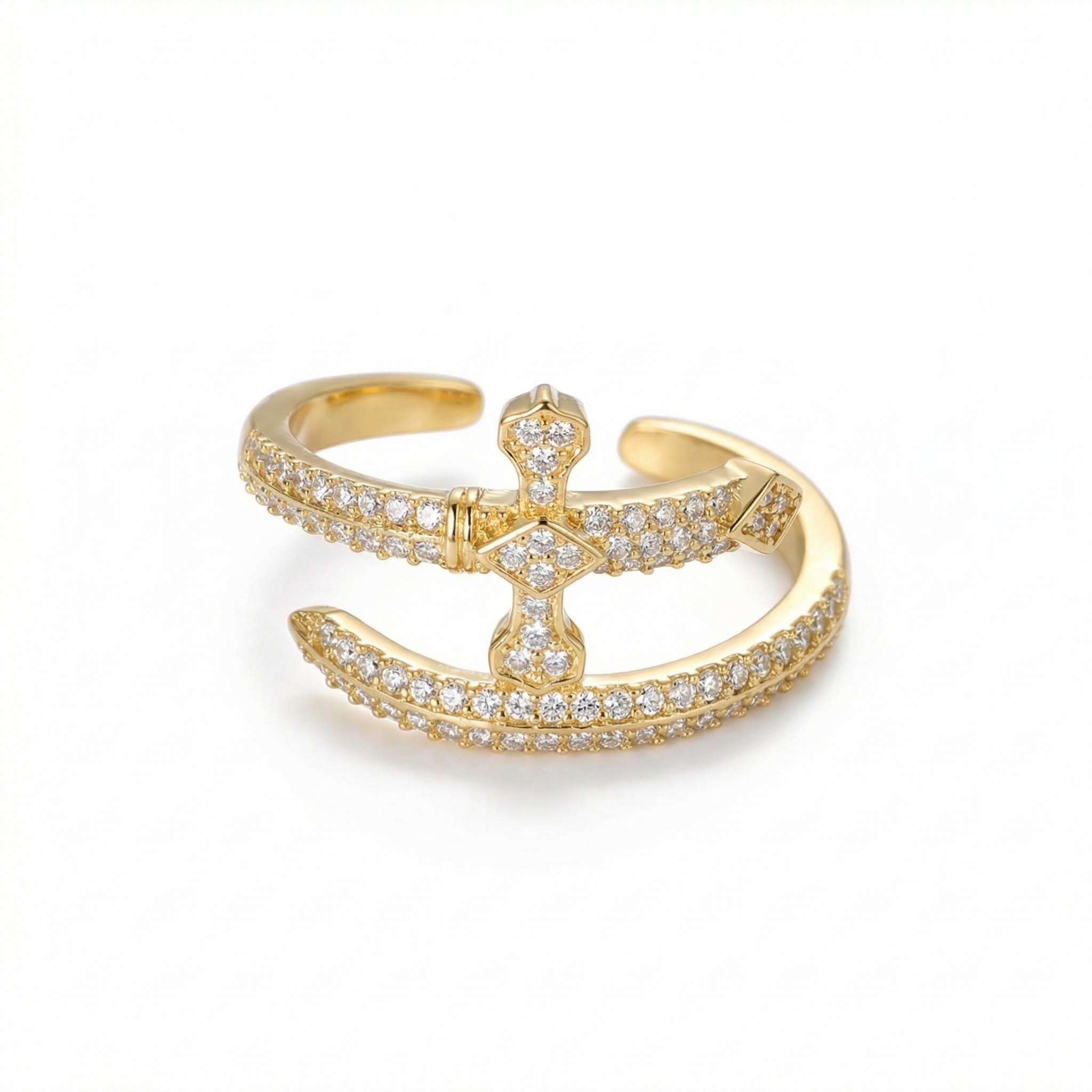 Women's Iced Sword Open Ring - Purple/White