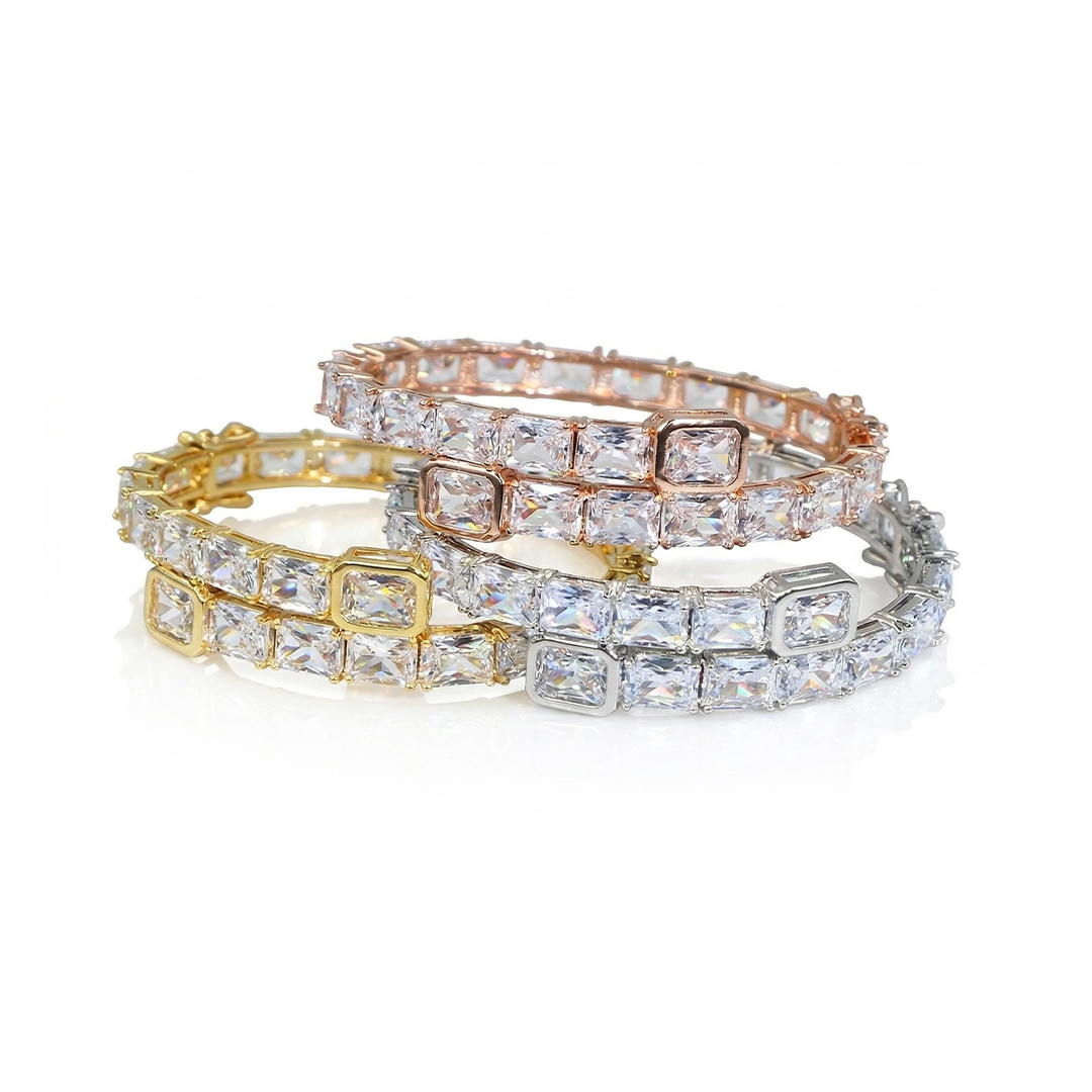 Iced Emerald Cut Bangle