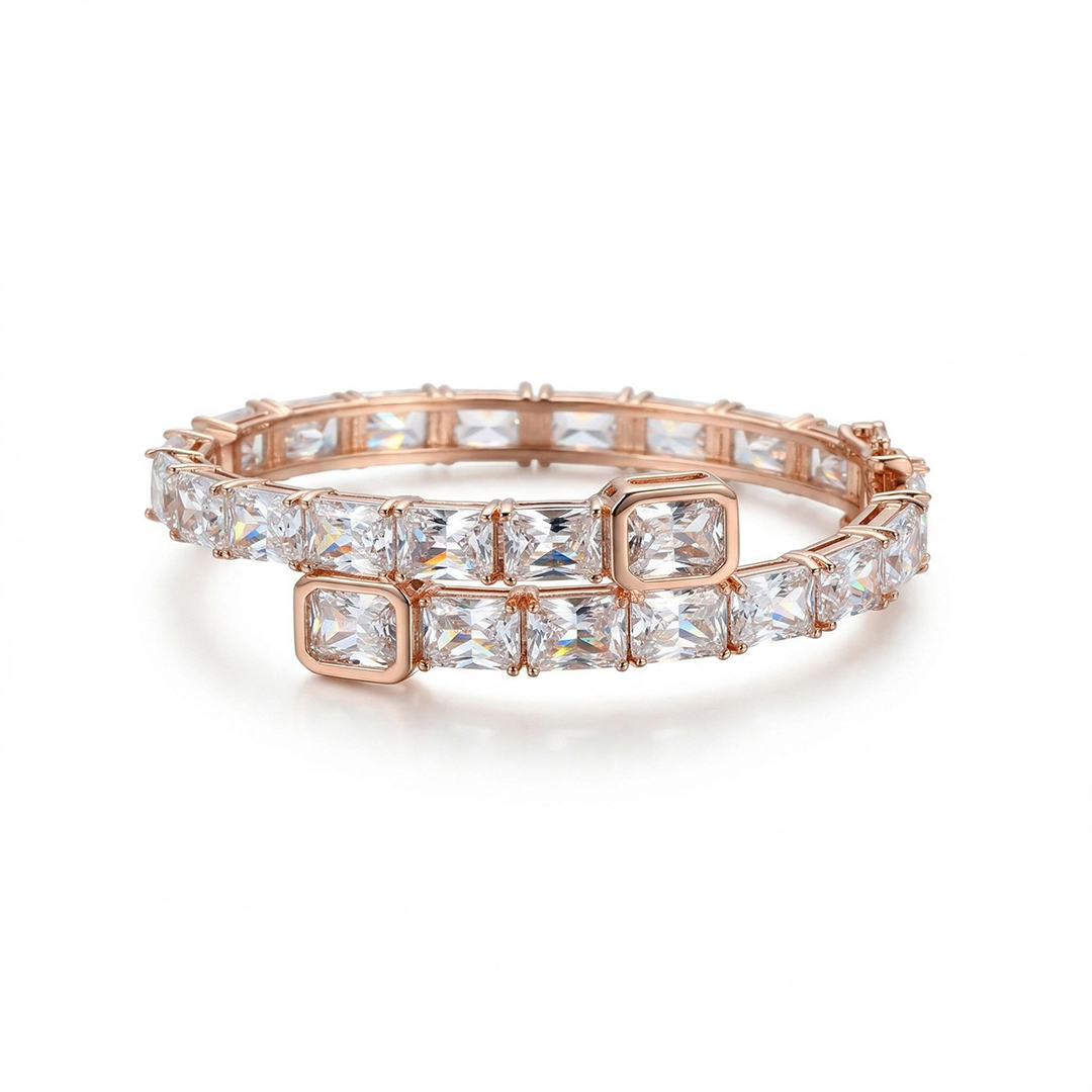 Iced Emerald Cut Bangle