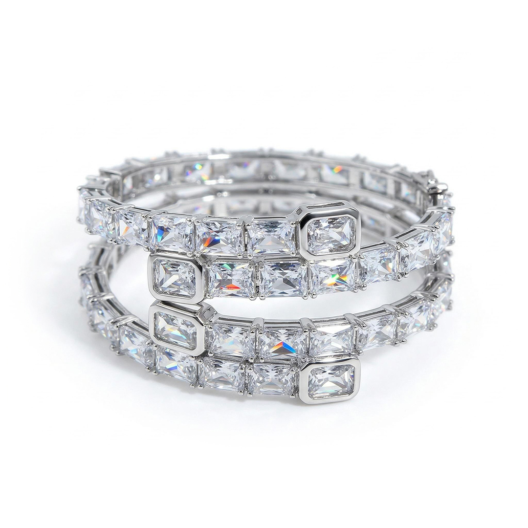 Iced Emerald Cut Bangle