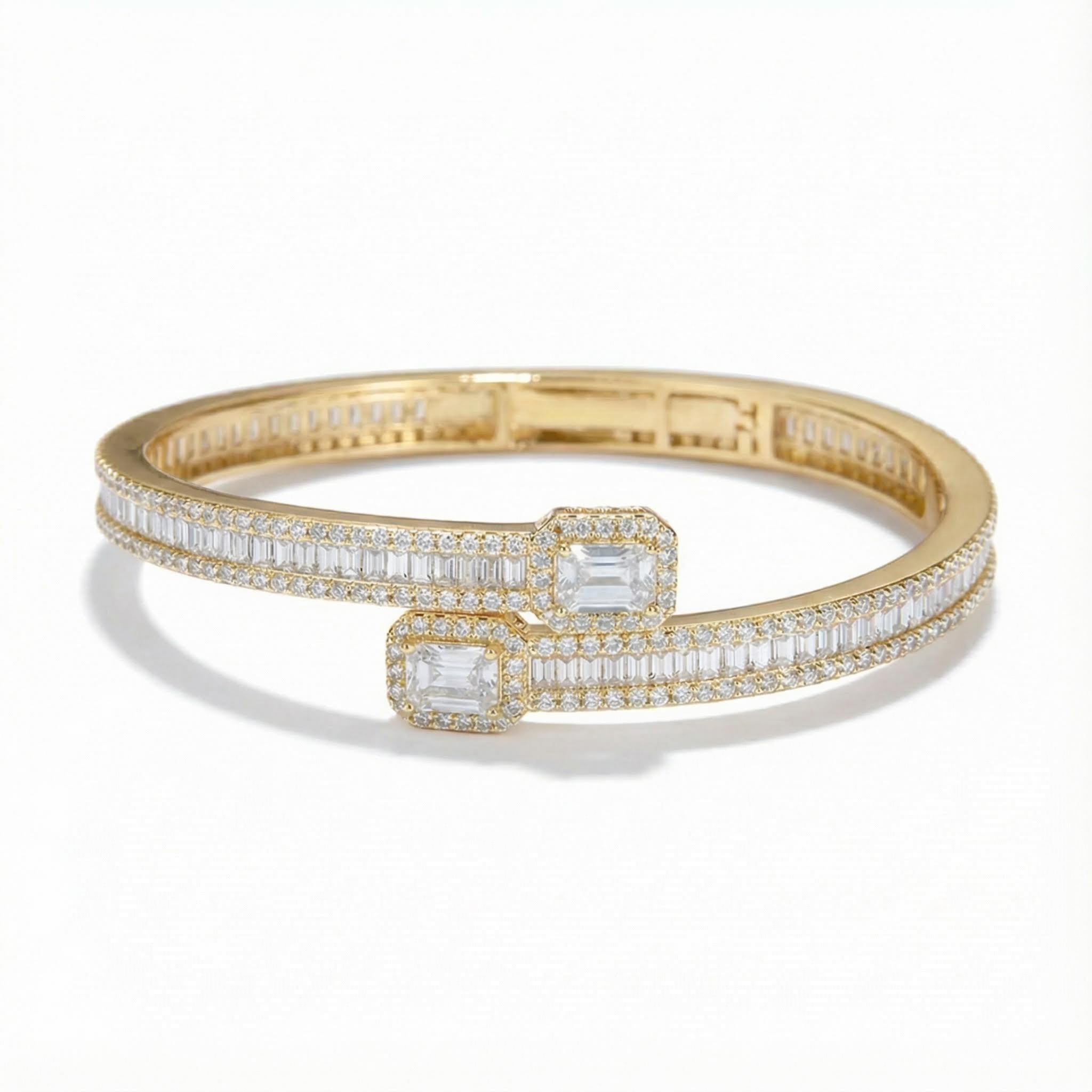  Iced Emerald & Baguette Cut Bangle