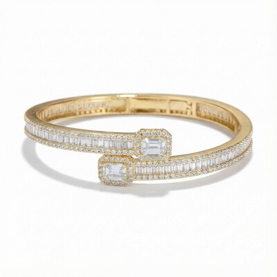  Iced Emerald & Baguette Cut Bangle