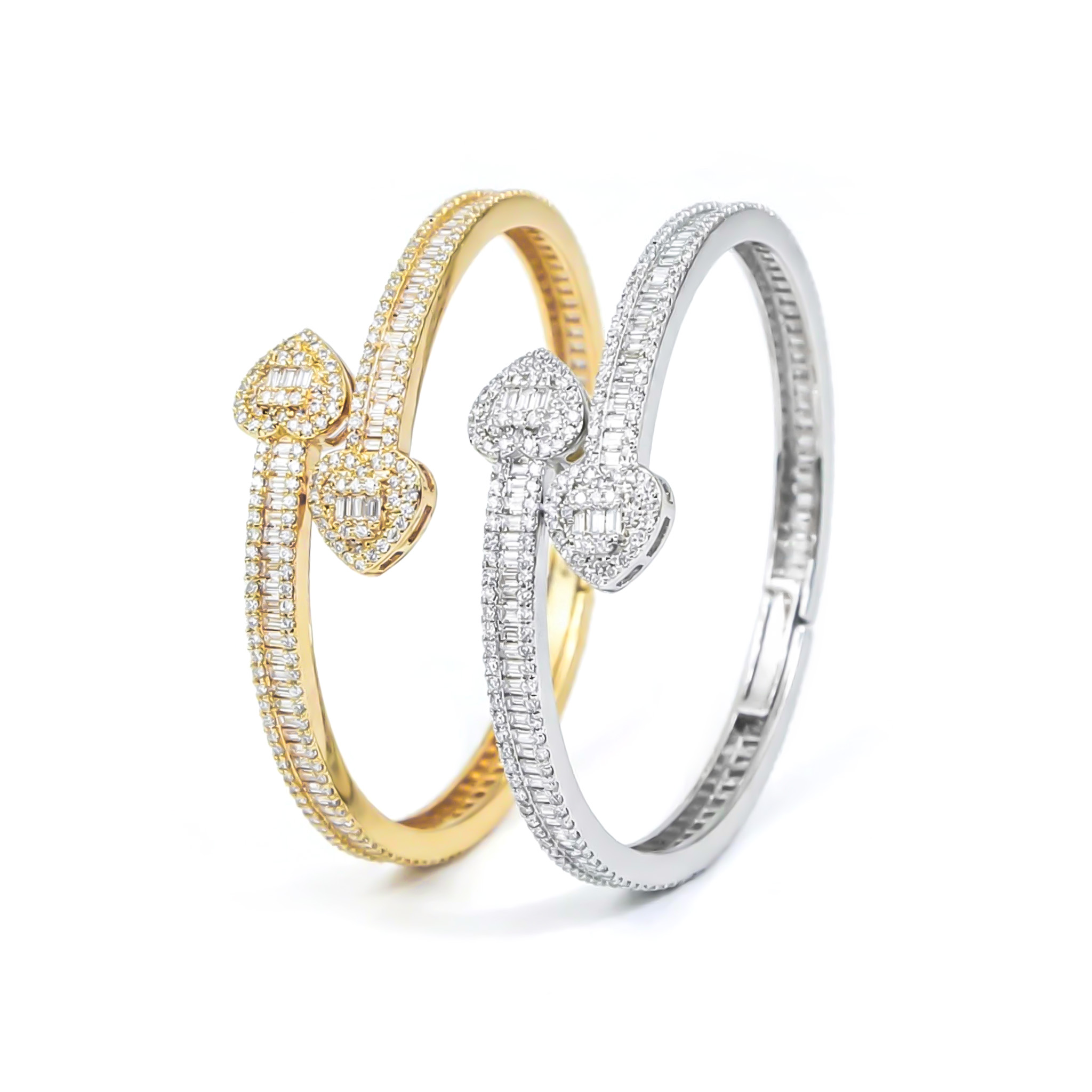  Iced Heart Baguette Cut Bangle
