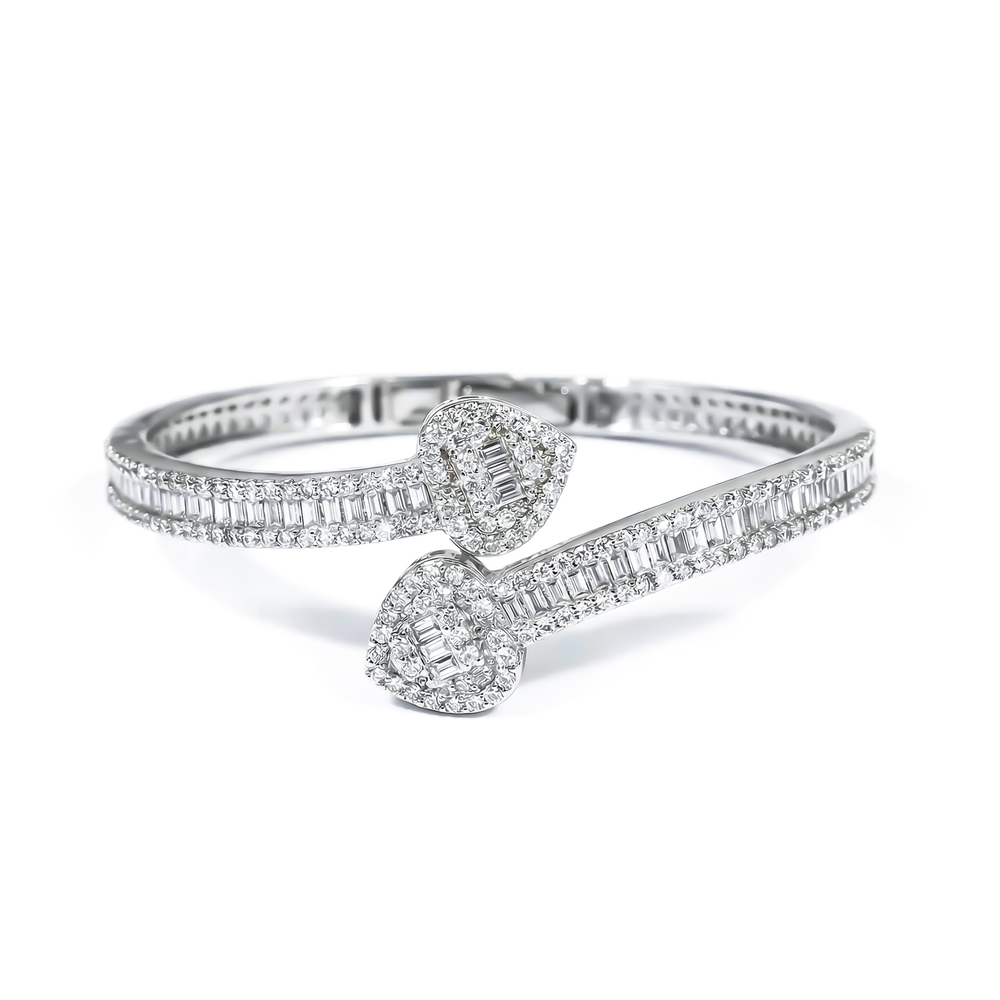  Iced Heart Baguette Cut Bangle