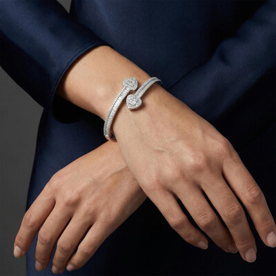  Iced Heart Baguette Cut Bangle