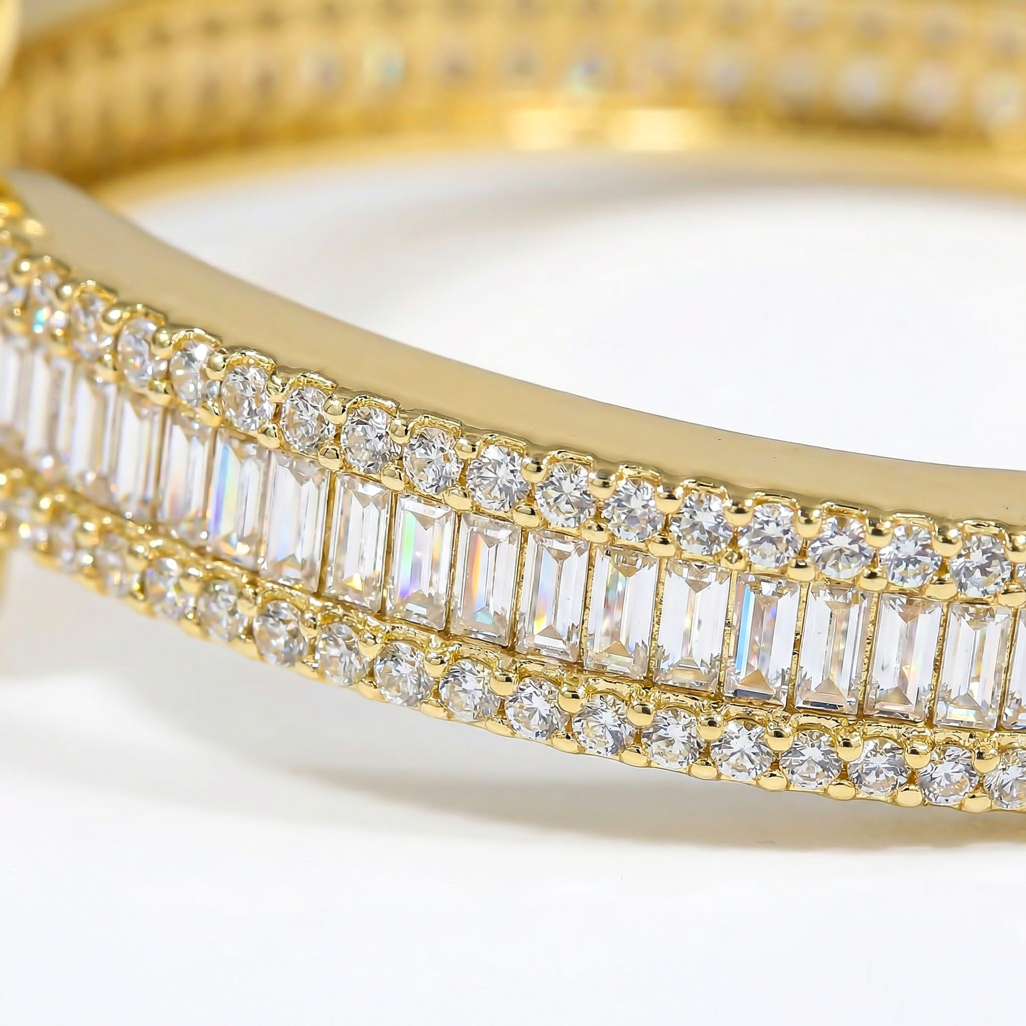 Iced Heart Baguette Cut Bangle Iced Heart Baguette Cut Bangle