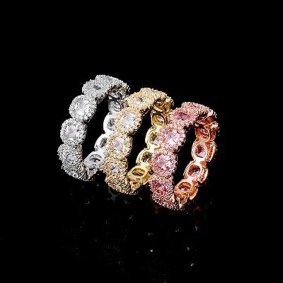 Iced Pink Clustered Band Ring