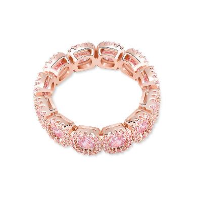 Iced Pink Clustered Band Ring