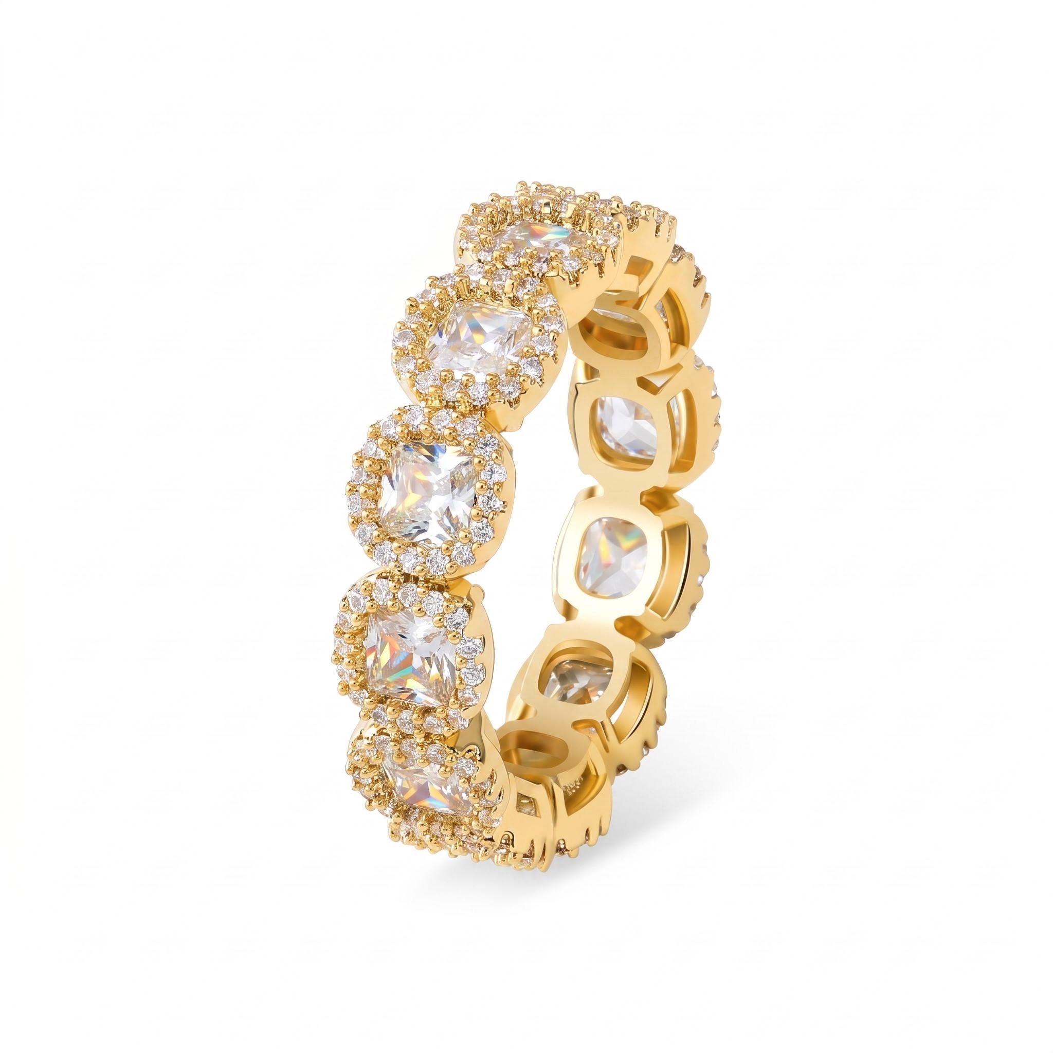 Iced Pink Clustered Band Ring