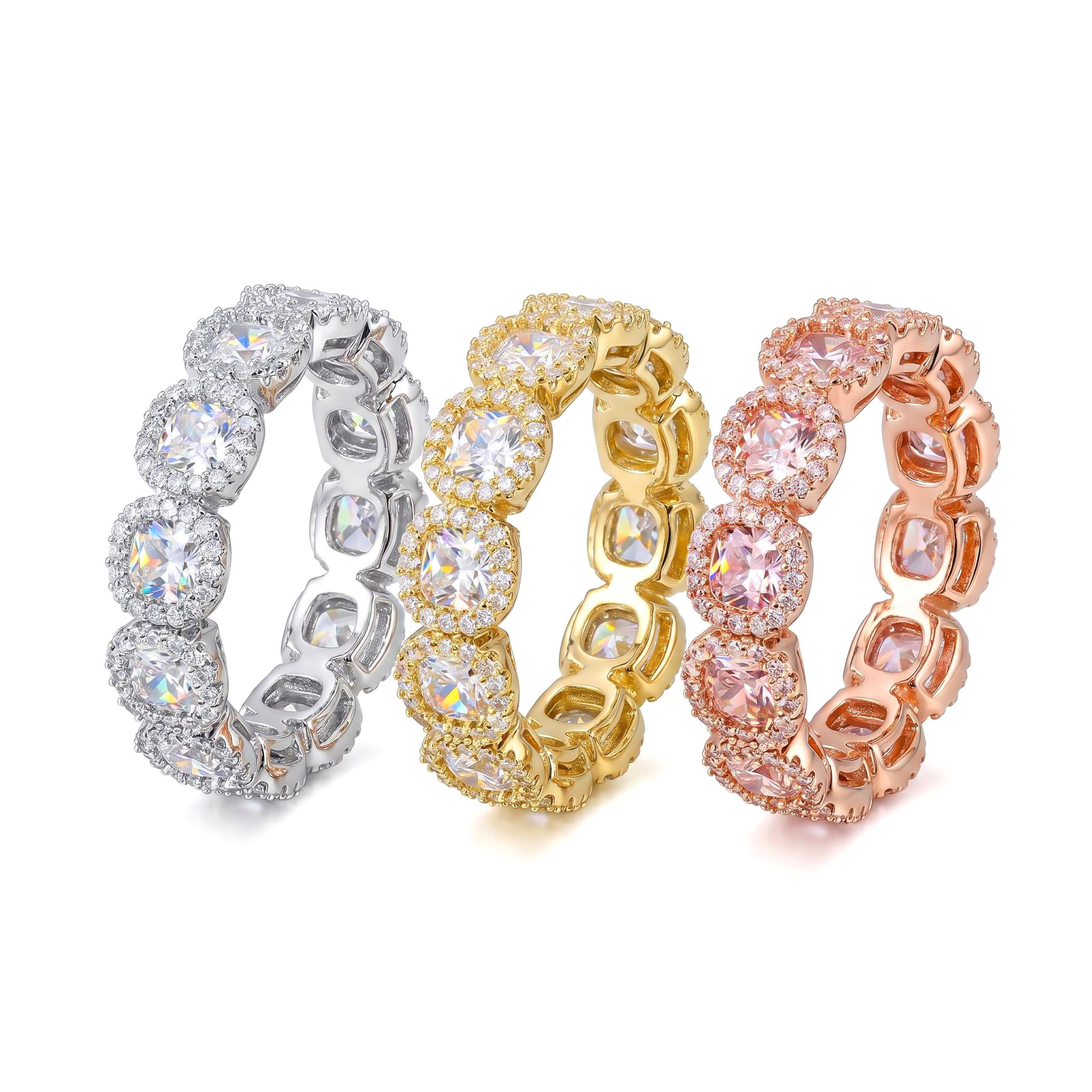 Iced Pink Clustered Band Ring