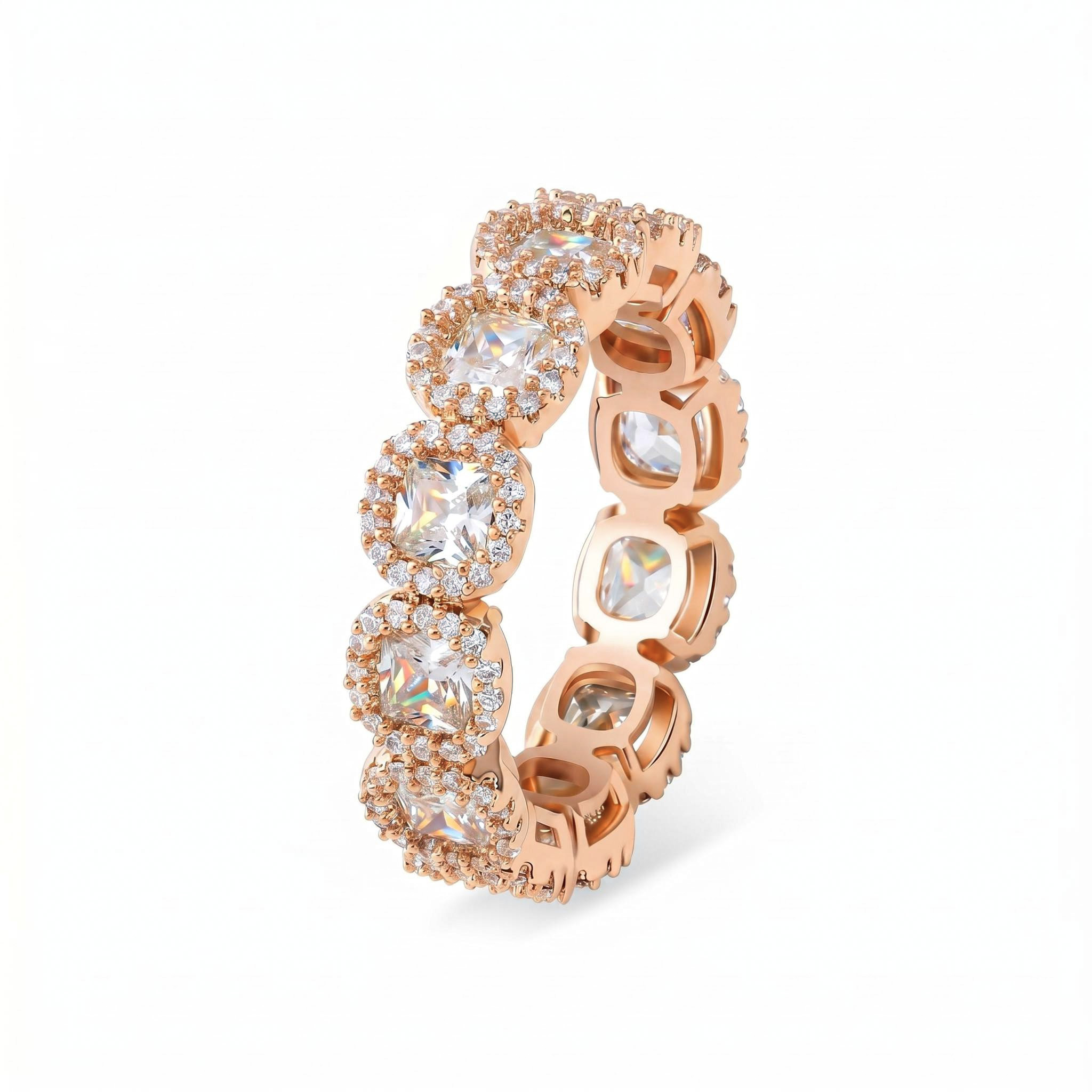 Iced Pink Clustered Band Ring