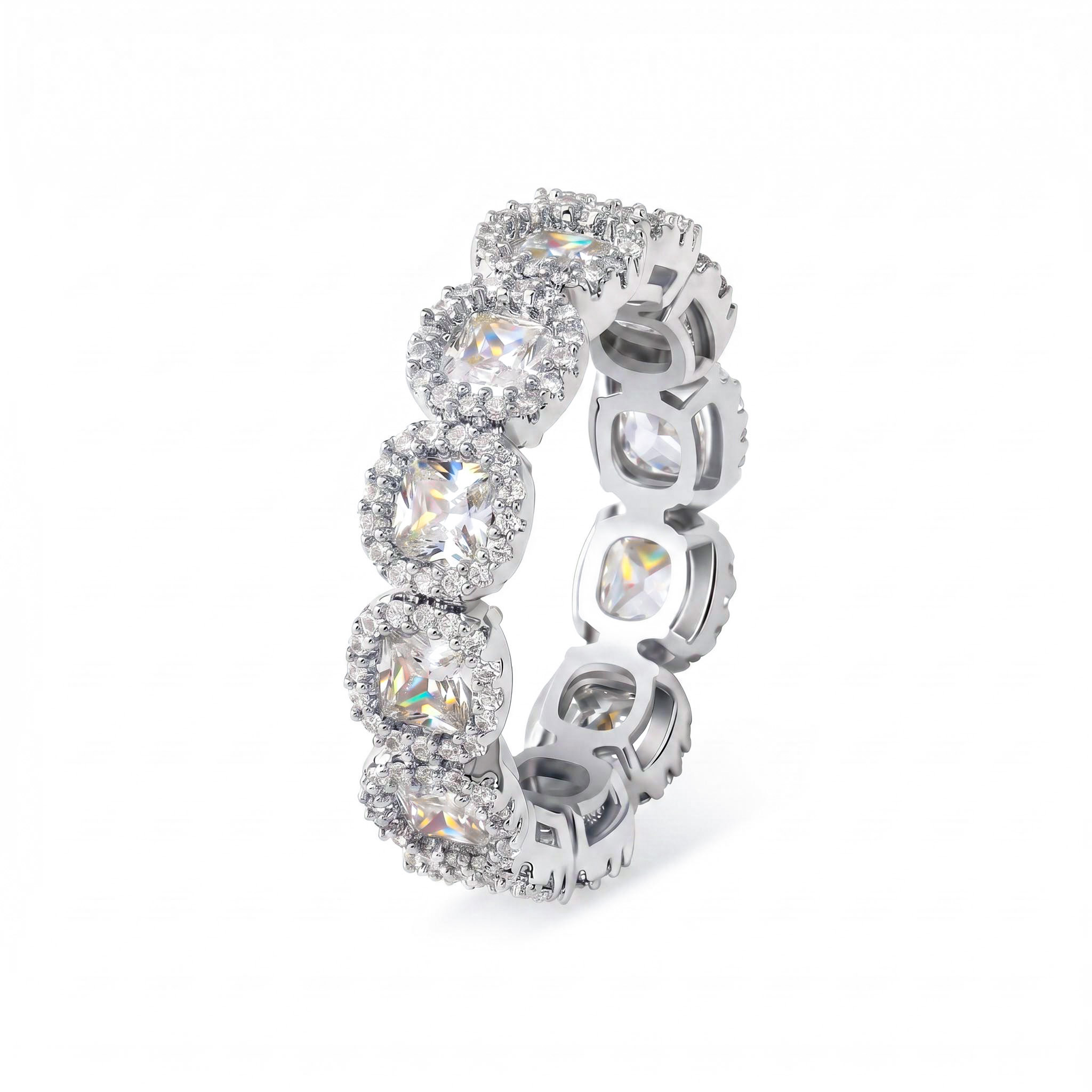 Iced Pink Clustered Band Ring