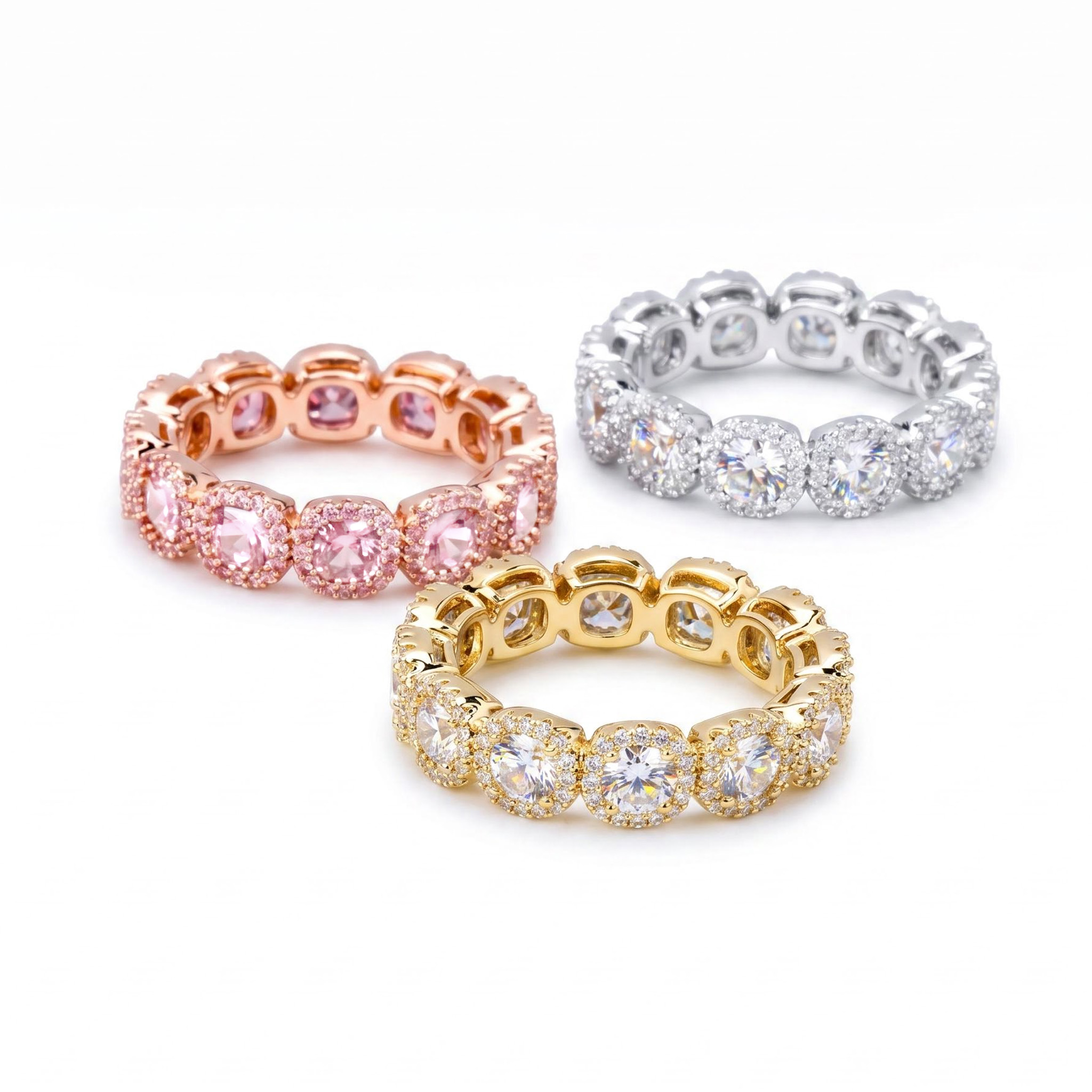 Iced Pink Clustered Band Ring