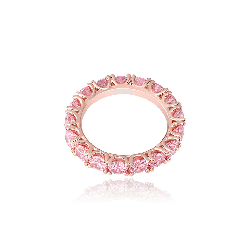 Iced Pink 4mm Round Cut Band Ring