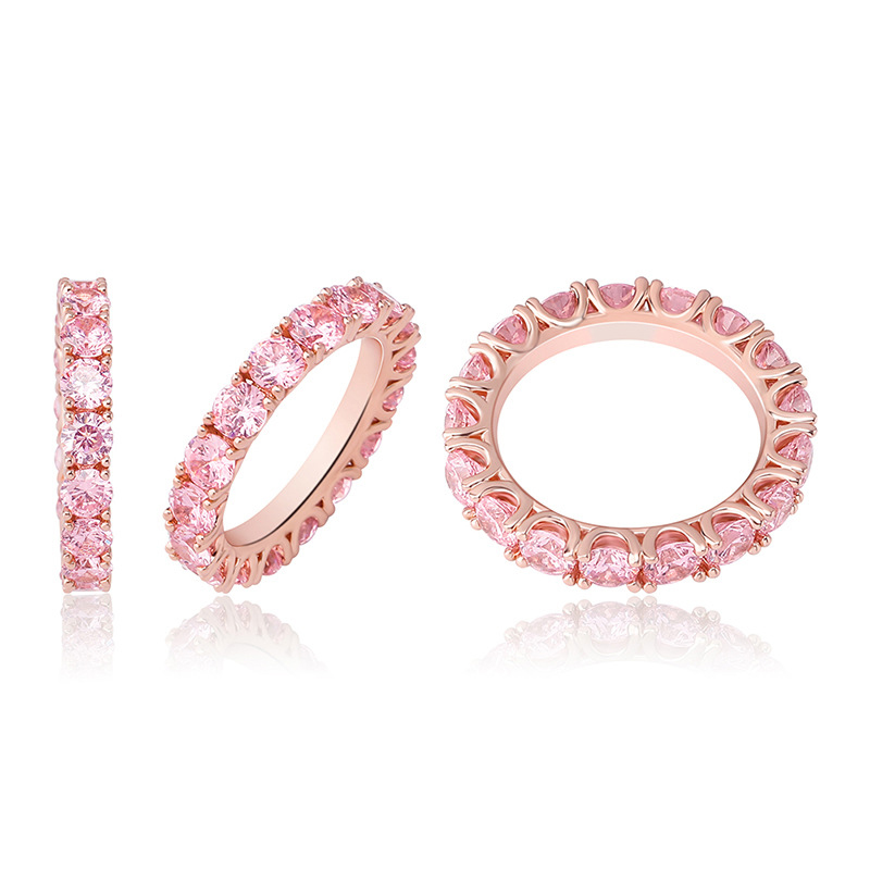 Iced Pink 4mm Round Cut Band Ring