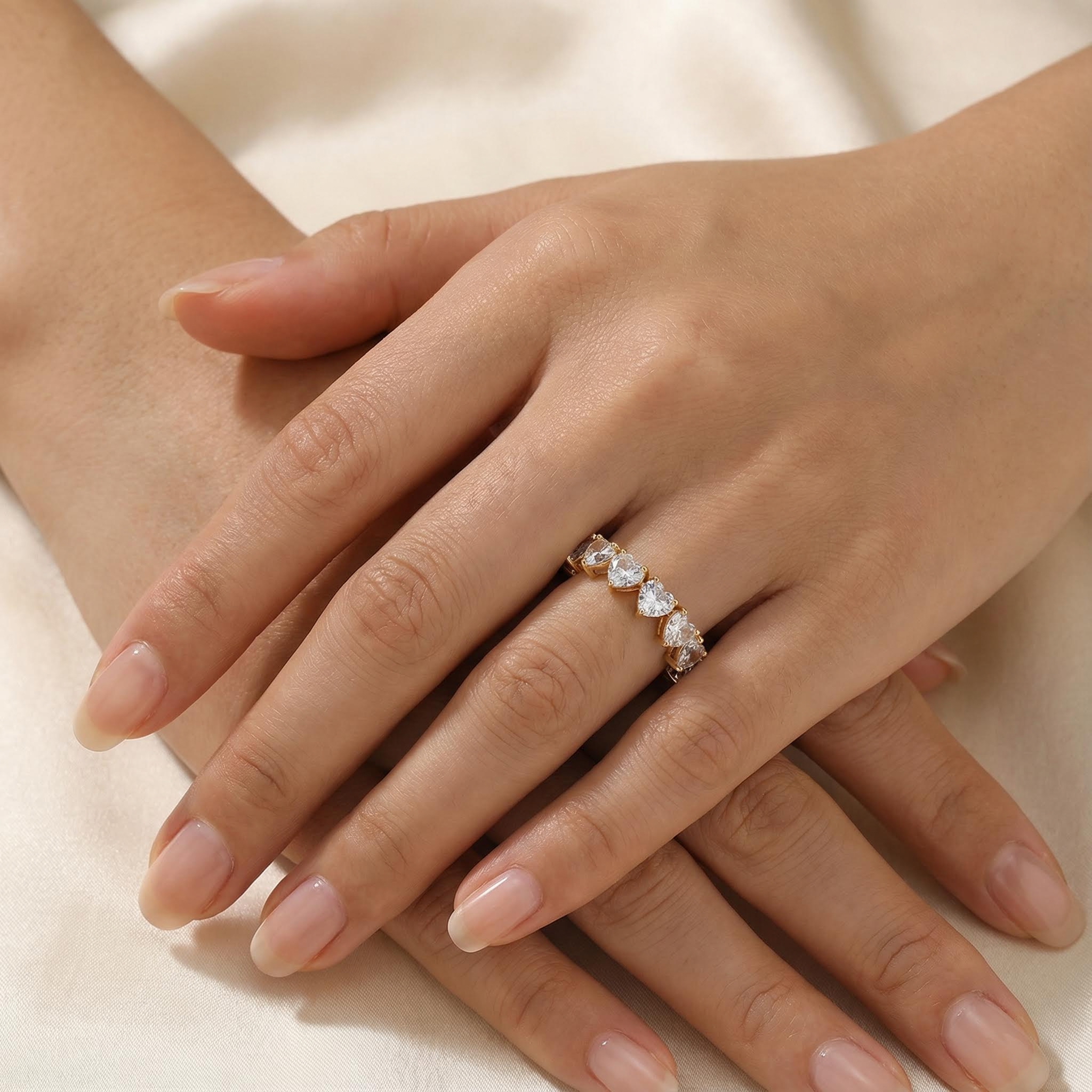 Heart Cut Love Band Ring in Gold Heart Cut Love Band Ring in Gold