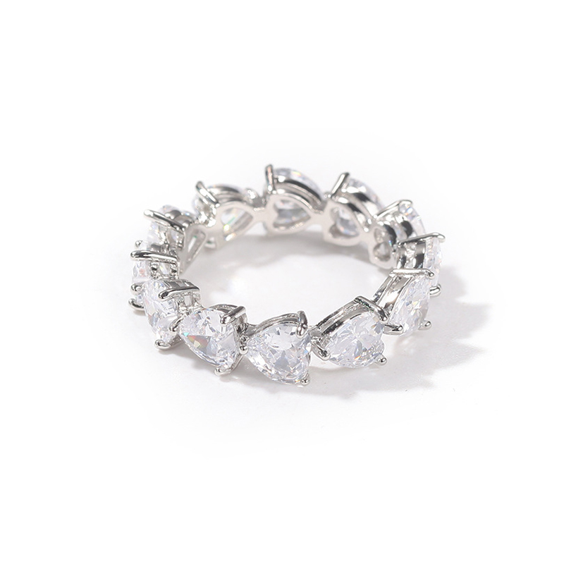 Heart Cut Love Band Ring in White Gold