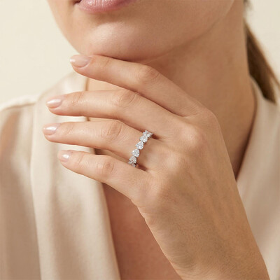 Heart Cut Love Band Ring in White Gold