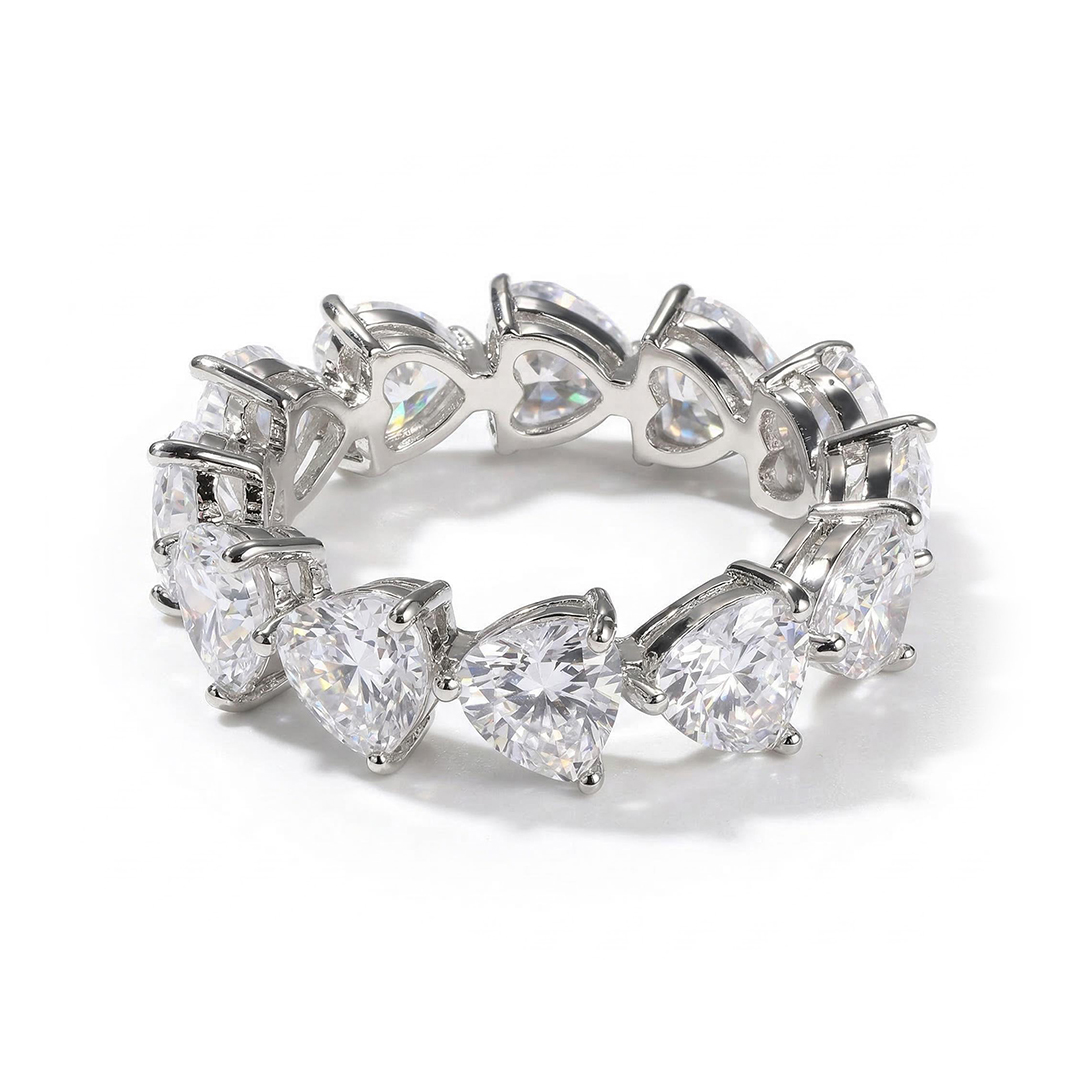 Heart Cut Love Band Ring in White Gold