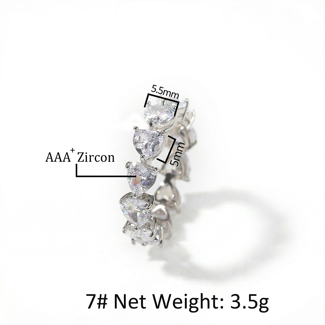 Heart Cut Love Band Ring in White Gold