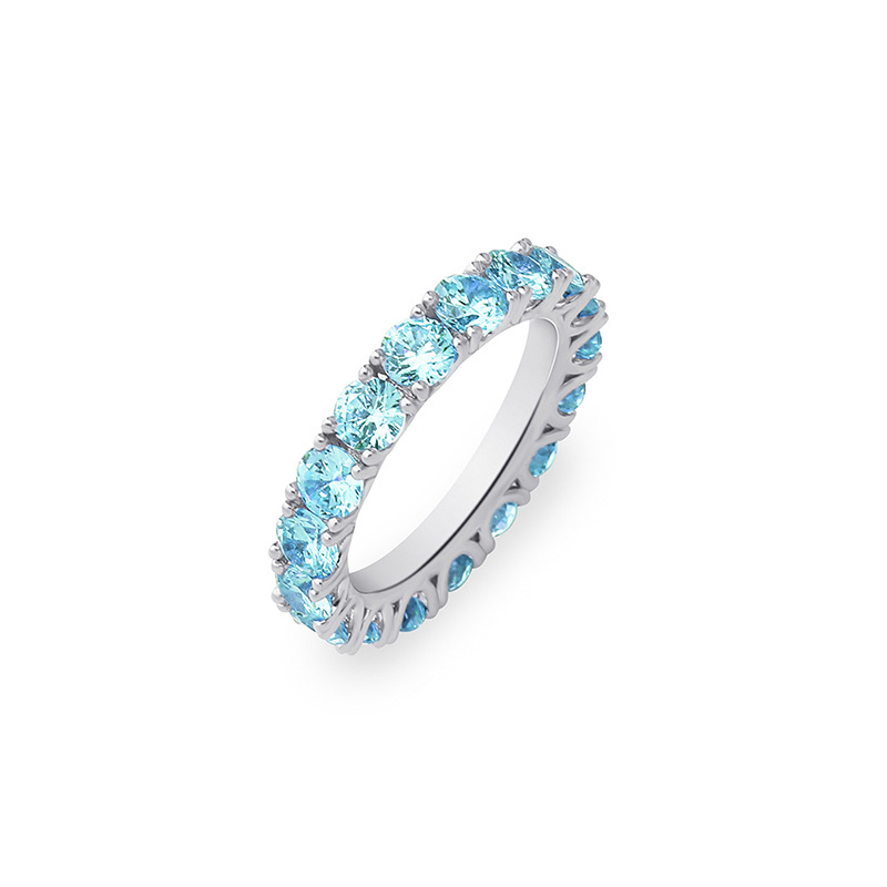 Iced Blue 4mm Round Cut Band Ring