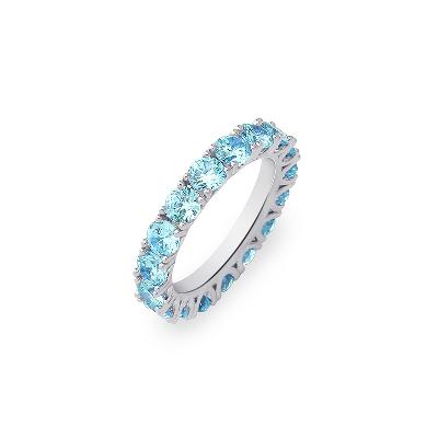 Iced Blue 4mm Round Cut Band Ring