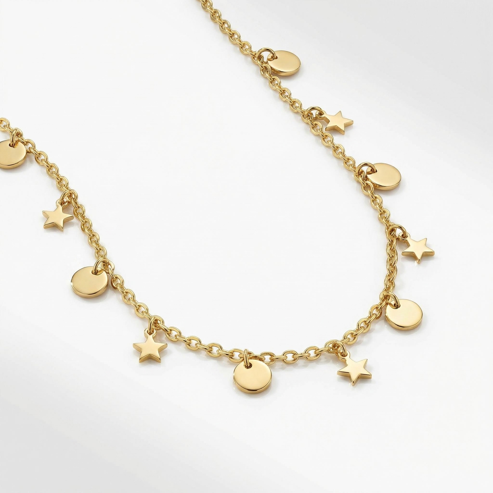 Sterling Silver Star Round Badge Necklace