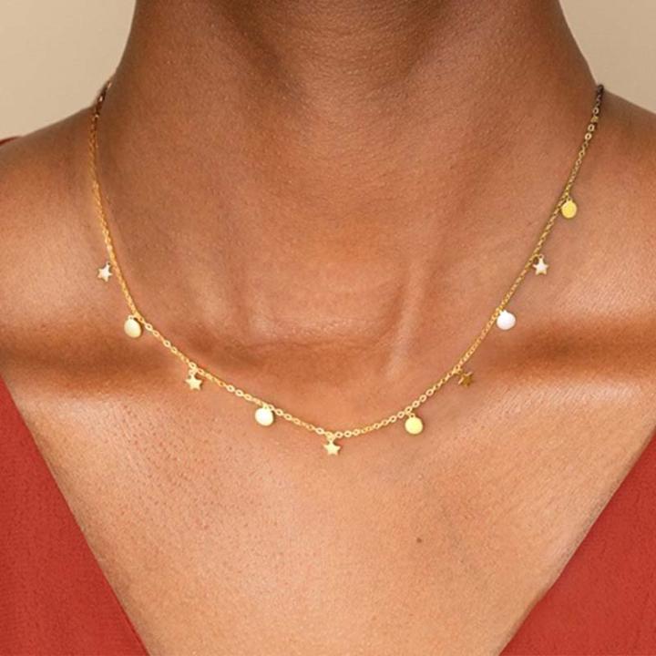 Sterling Silver Star Round Badge Necklace