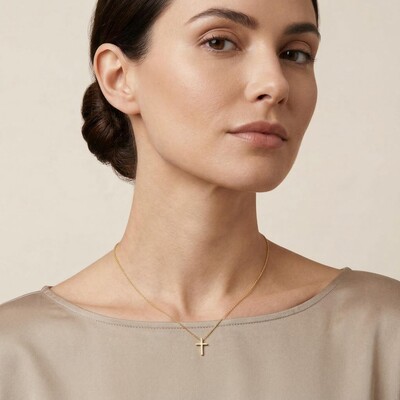 Sterling Silver Glossy Cross Necklace