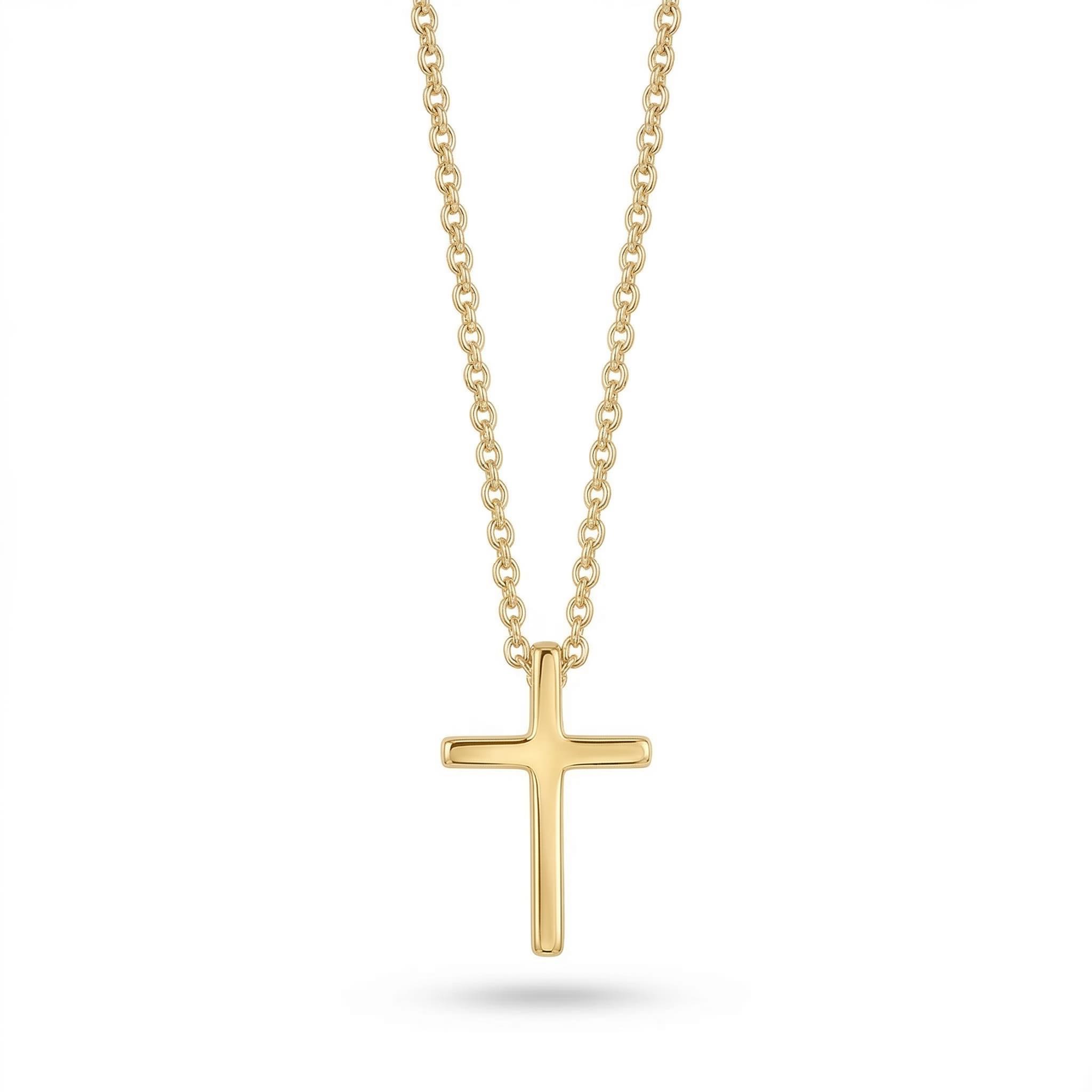 Sterling Silver Glossy Cross Necklace