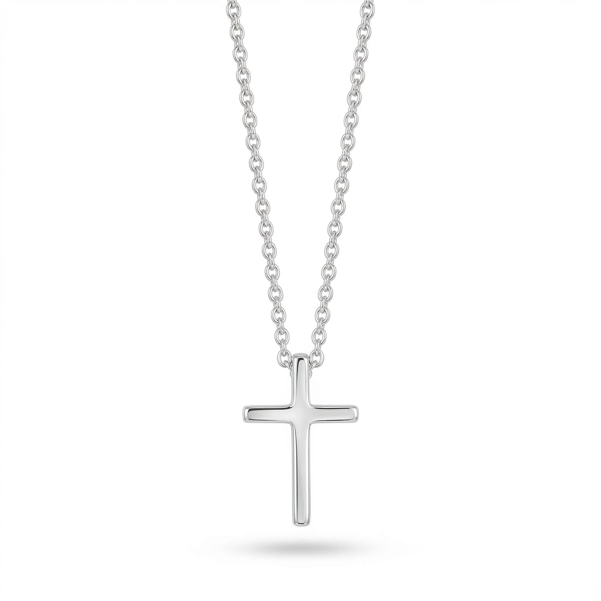 Sterling Silver Glossy Cross Necklace