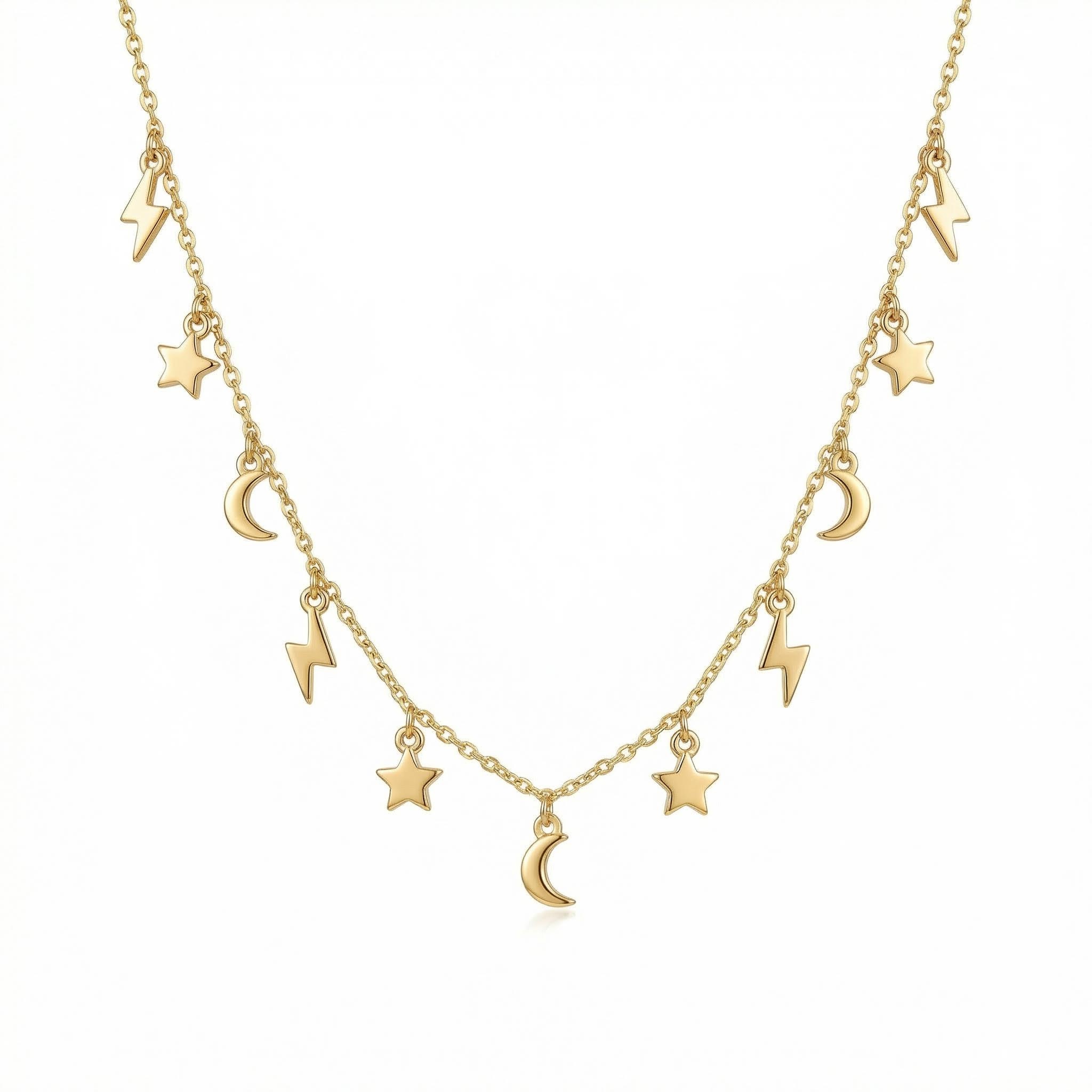 Sterling Silver Mini Star Moon Lightning Chain