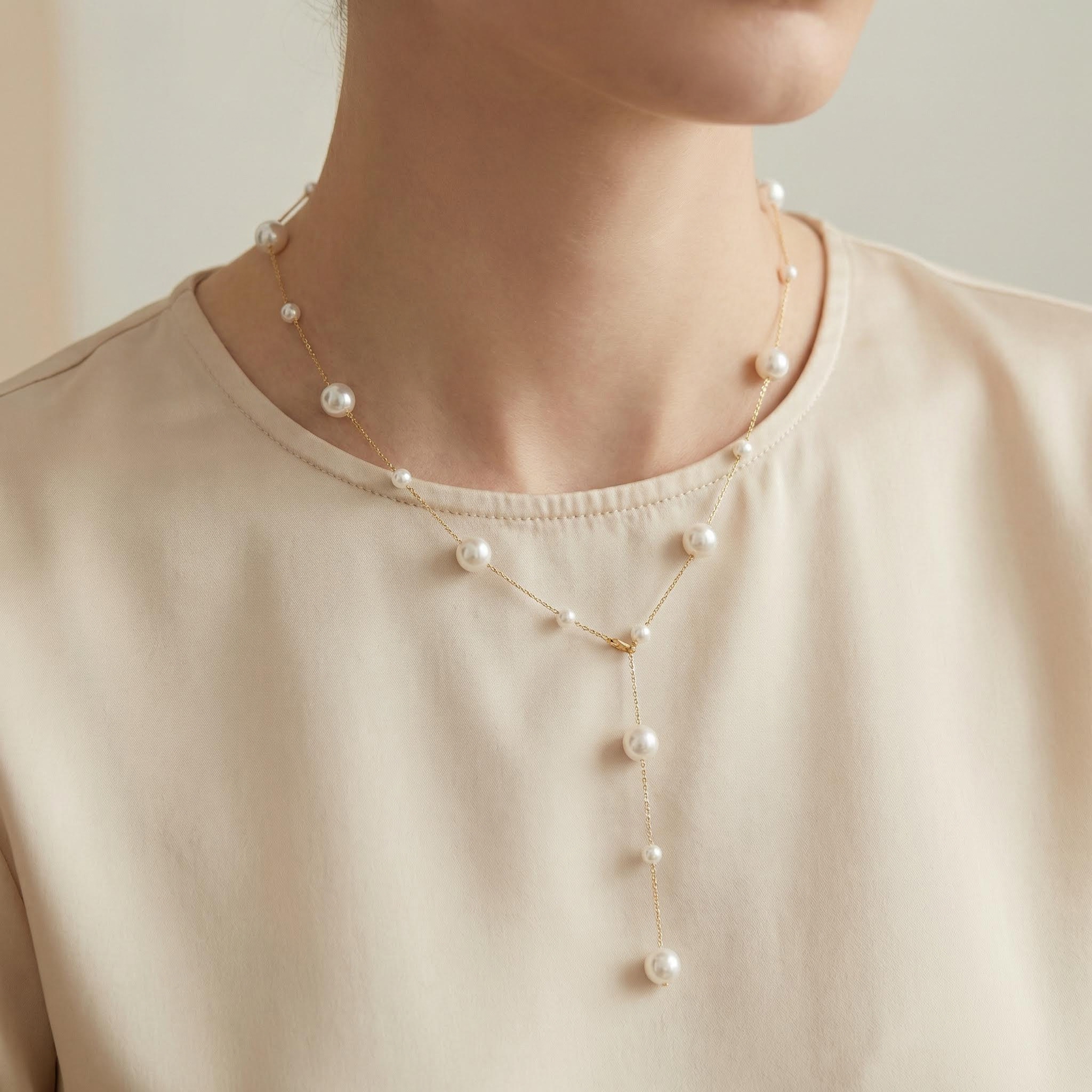  Baroque Style Pearl Necklace in 18K Gold