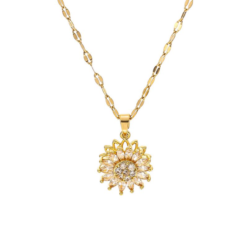 Double Layer Rotatable Sunflower Necklace
