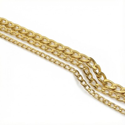 Women's 3mm/4mm/5mm Stainless Steel Cuban Chain in Gold