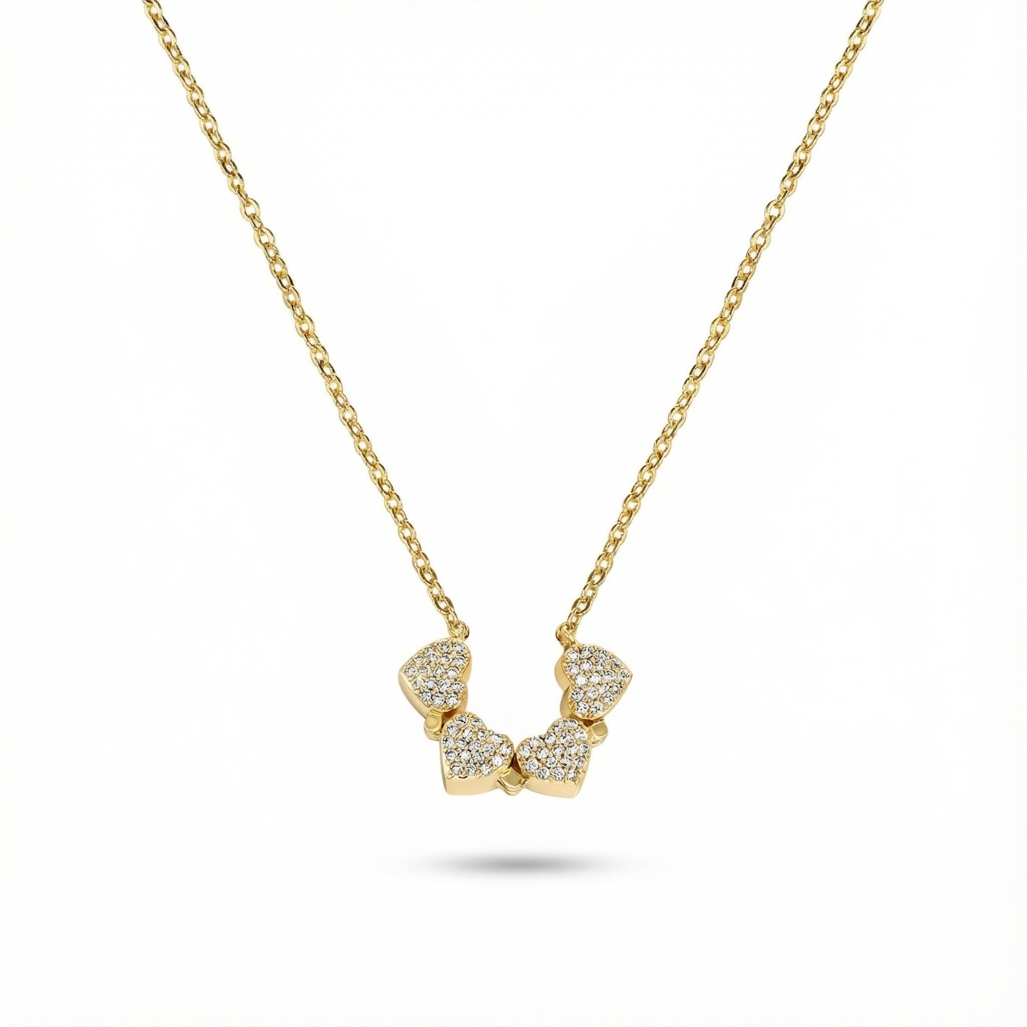 Micro Pave Magnetic Four-Heart Clover Deformed Necklace
