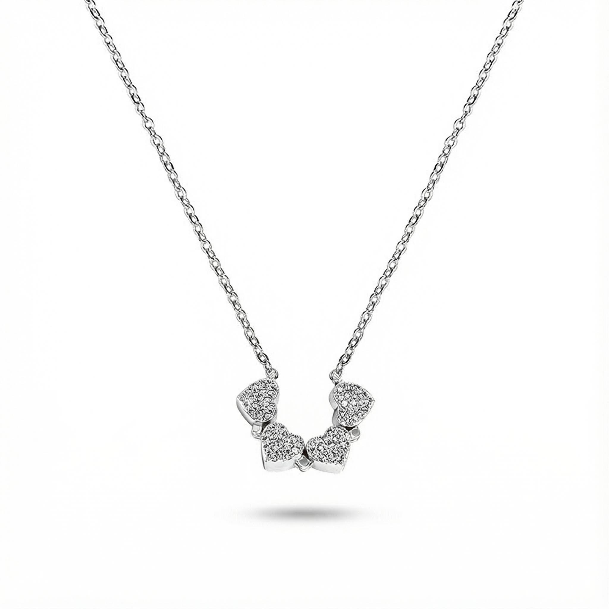 Micro Pave Magnetic Four-Heart Clover Deformed Necklace