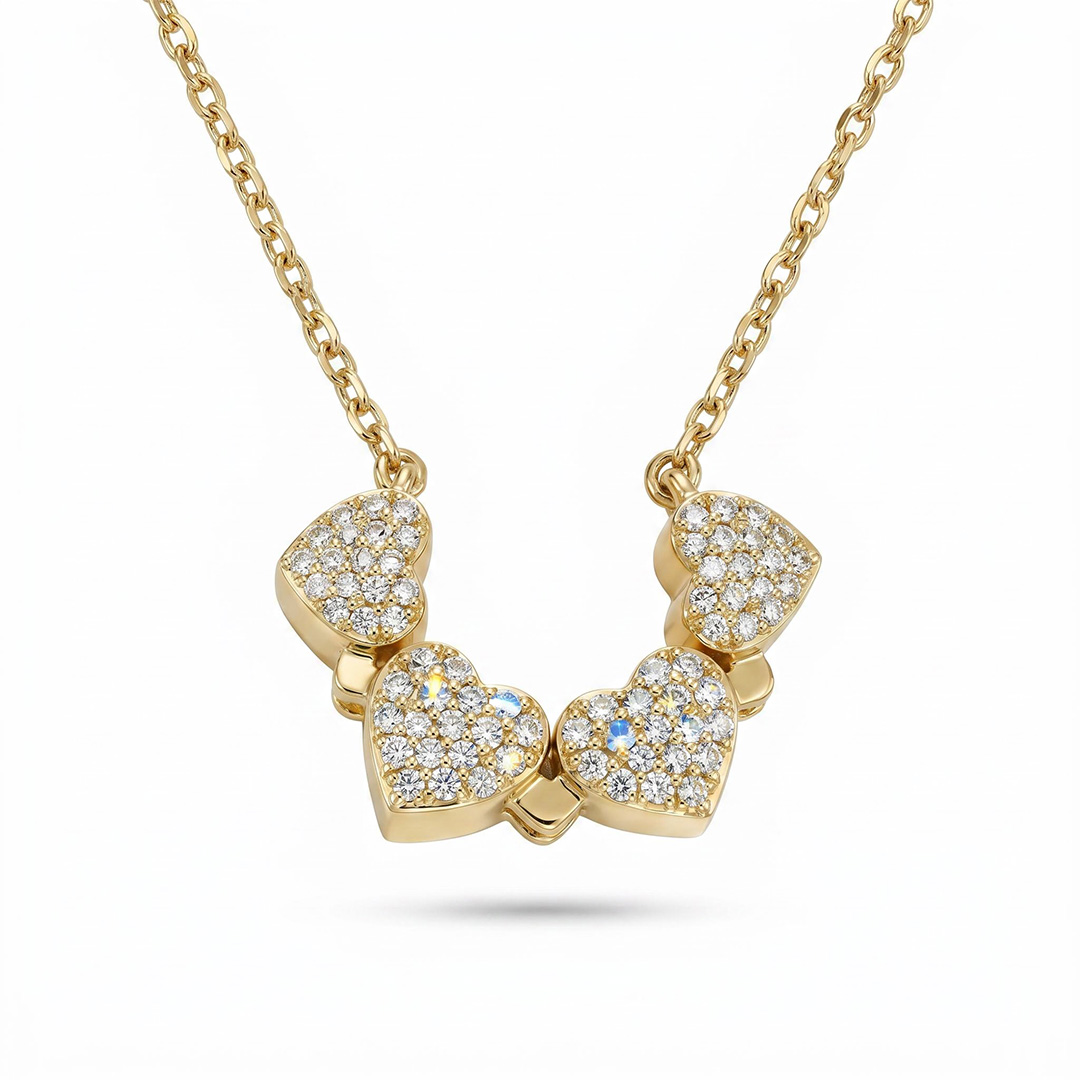 Micro Pave Magnetic Four-Heart Clover Deformed Necklace Micro Pave Magnetic Four-Heart Clover Deformed Necklace