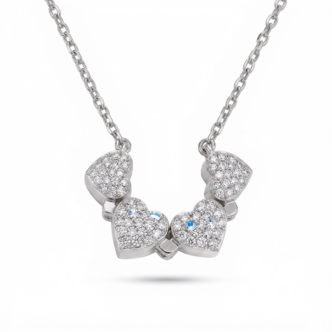 Micro Pave Magnetic Four-Heart Clover Deformed Necklace Micro Pave Magnetic Four-Heart Clover Deformed Necklace