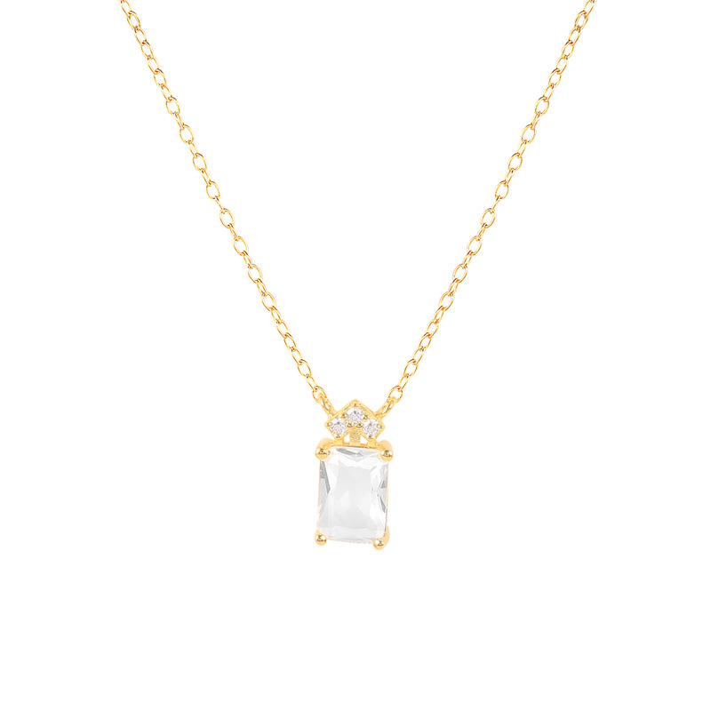 Emerald Cut Simple Pendant Necklace with 18K Gold Plated
