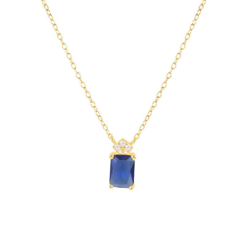 Emerald Cut Simple Pendant Necklace with 18K Gold Plated