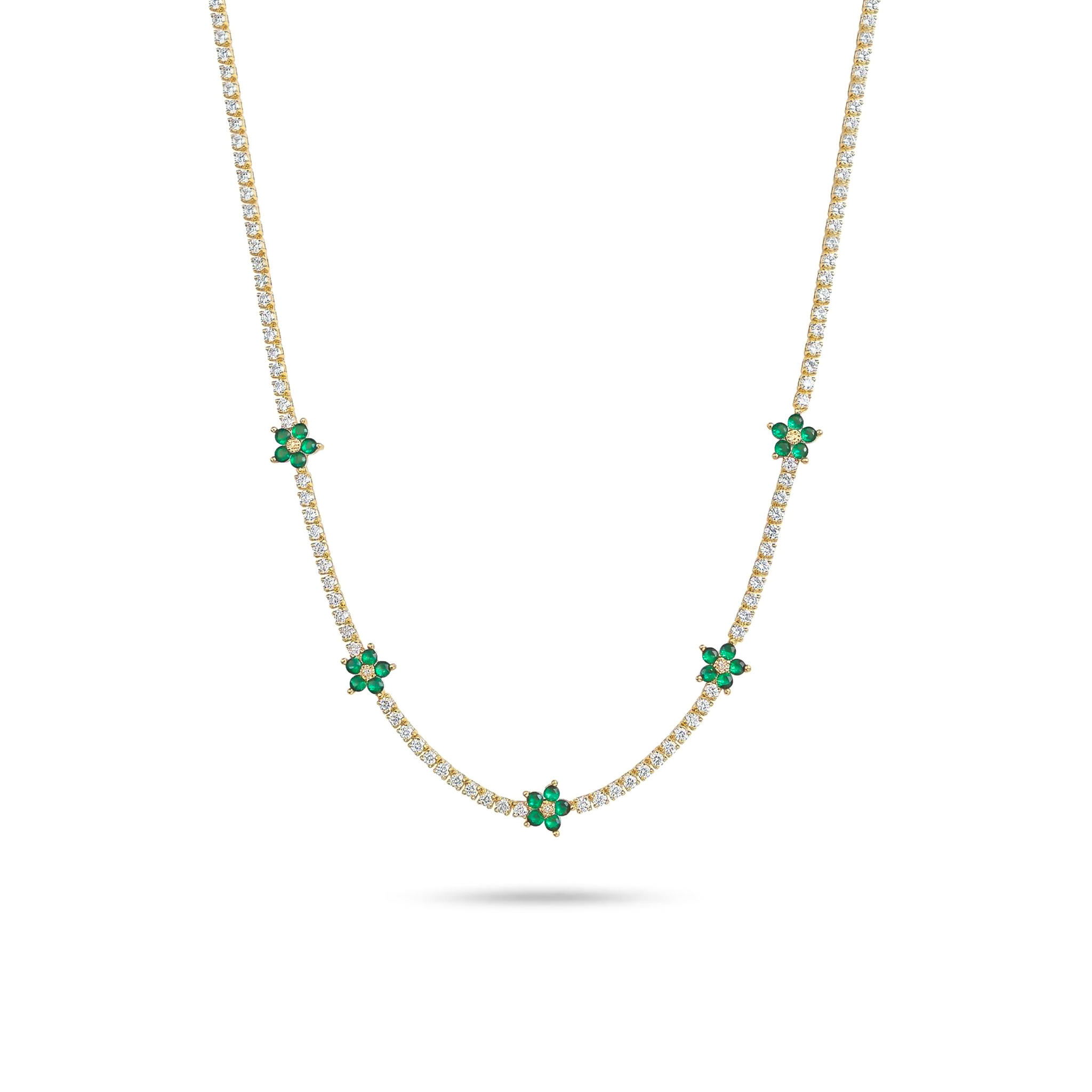 Flowers Tennis Choker Necklace